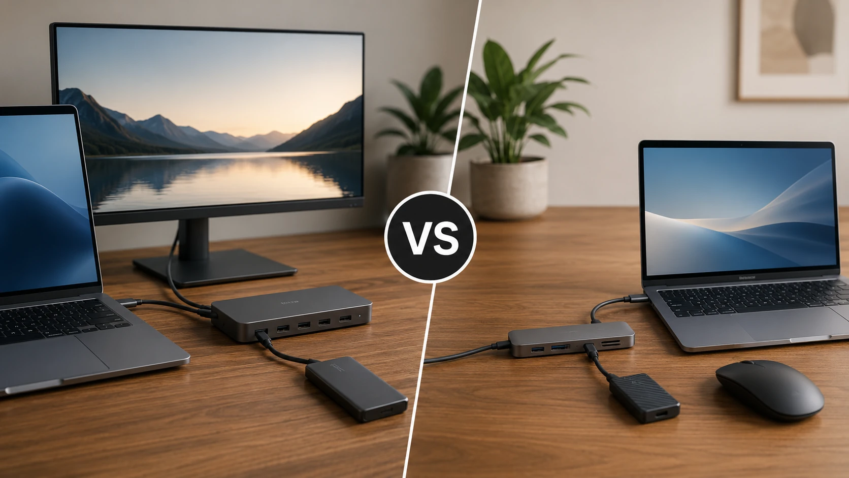 USB-C hub connected to a laptop